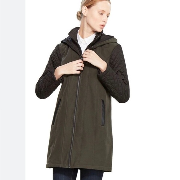 Michael Michael Kors XS Black Mixed Media Soft Shell Trench Coat Jacket - Picture 1 of 10